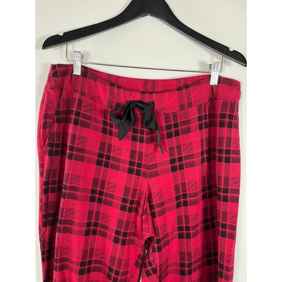 Soma Buffalo Plaid Pajama Set Stretch Red Black Size XL Button Up Collar Pants - Picture 10 of 16